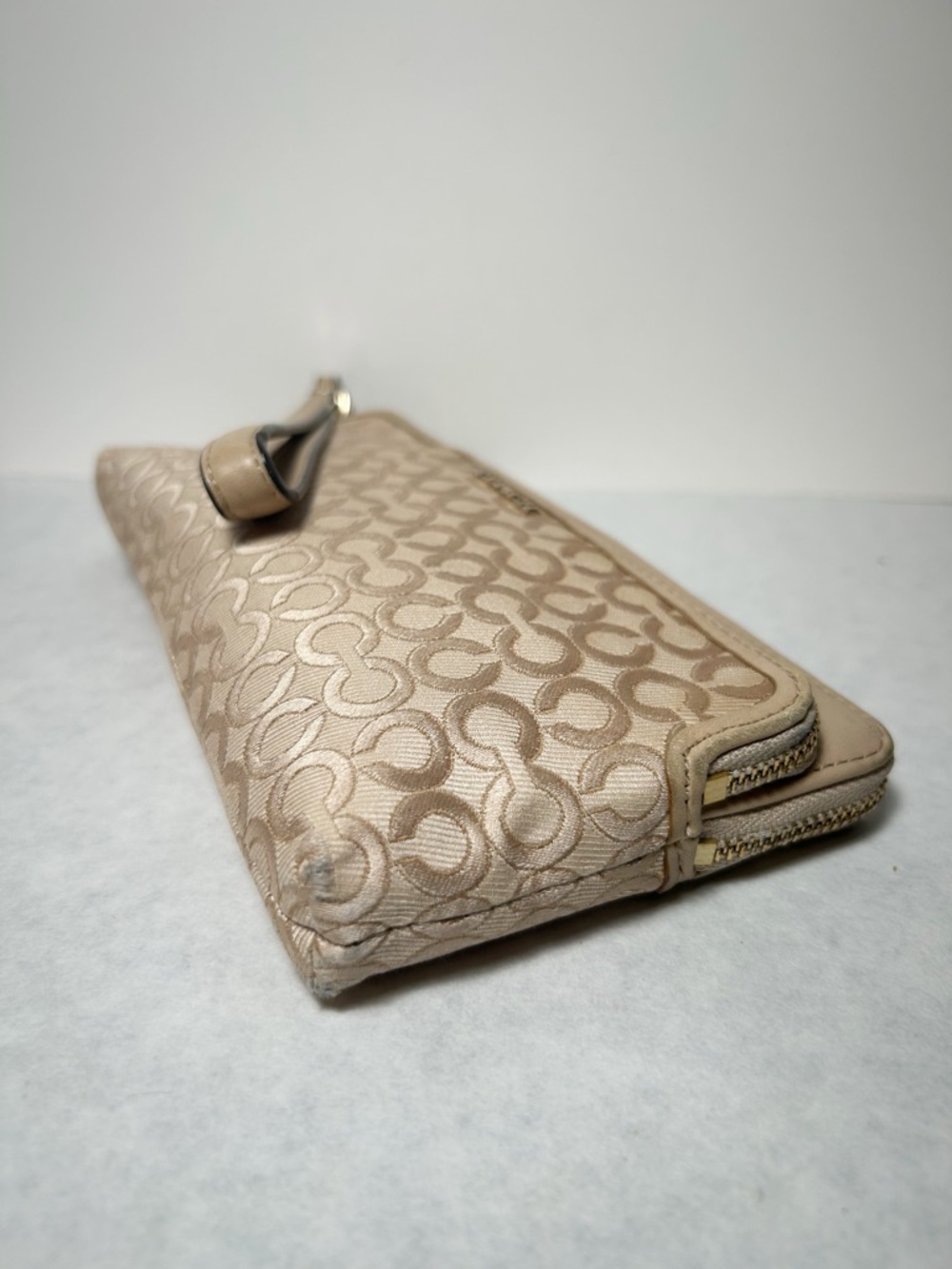 Coach Madison Op Art Double Zip Wallet Wristlet (Style No. F51221) Gold/Tan Tone - Picture 5 of 11